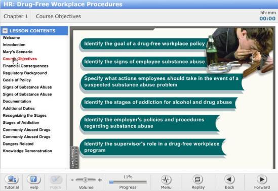 HR: Drug-Free Workplace Procedures This training course provides employees and supervisors with valuable information for promoting a drug free work environment.