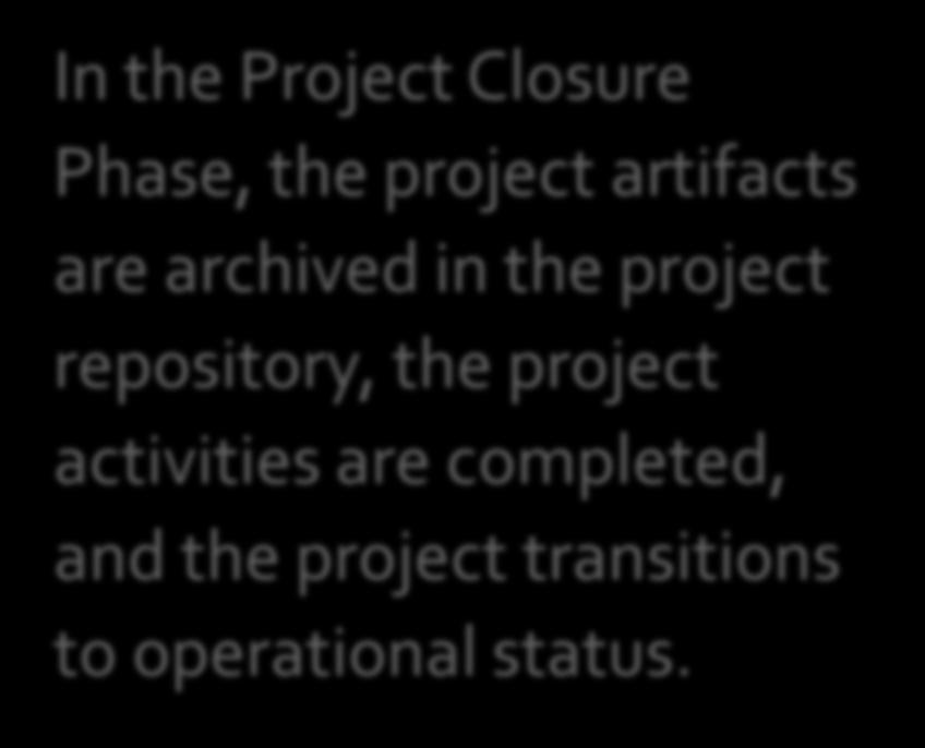 project transitions to operational
