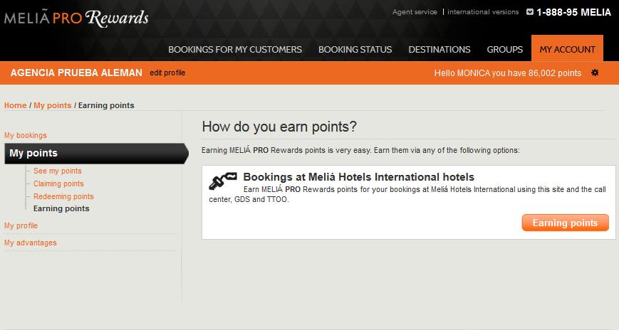 To register Tour Operator bookings, go to: My Points > Earning Points > Making