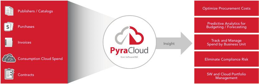 PYRACLOUD PLATFORM PyraCloud platform enables organizations to implement a comprehensive software and cloud portfolio management methodology reducing the overall spend and driving innovation.