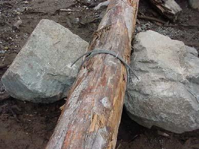 If fraying and/or destabilization does occur, the cable should be replaced and/or reattached using clamps or other means of stabilizing the log to keep it from floating away.