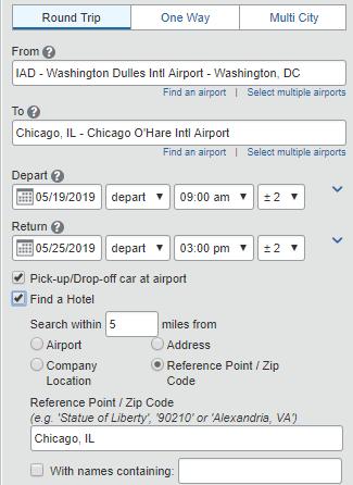 Step 1: Select Reservations Only select if you need a rental car or hotel Additional options appear when you select a hotel Figure 1: Itinerary Data Entry Fields Note: The following icons may mark