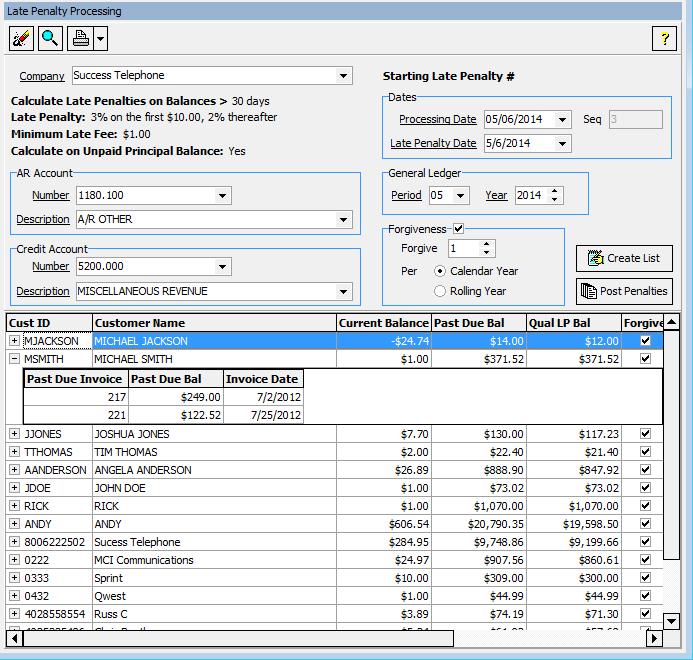 Late Penalty Processing Screen Option to Post Payments in Summary An option has been added to the Accounts Receivable module to post payments in summary.