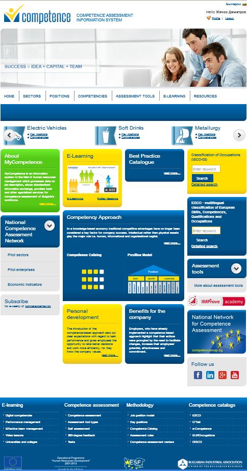MyCompetence Highlights 2010-2015 - Development, design and release of this unique online system which offers information on 20 sector competency models, job descriptions, tests, e-learning