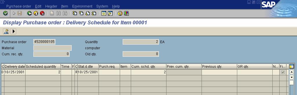 Display a Purchase Order Using a Purchase Order Number ME23 16.