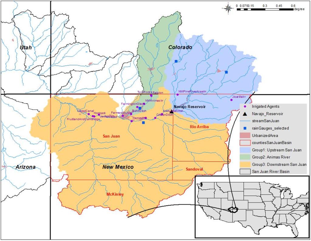 ABM Study 3 Addressing human behavior uncertainty The San Juan River Basin is located at the borders of four States: Utah, Colorado, Arizona, and New Mexico It is the largest tributary