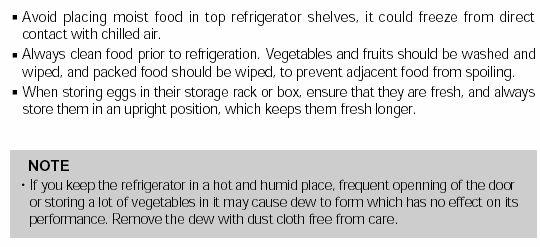 Temperature Moisture buildup Symptom Cause Answer 1.The food may not be packaged correctly.