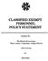 CLASSIFIED EXEMPT PERSONNEL POLICY STATEMENT