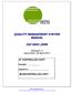 QUALITY MANAGEMENT SYSTEM MANUAL ISO 9001:2008