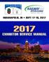 INDIANAPOLIS, IN SEPT 17-19, 2017 EXHIBITOR SERVICE MANUAL