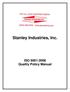 Stanley Industries, Inc. ISO 9001:2008 Quality Policy Manual