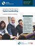 Sales Leadership. Masters Certificate in. Lead your team to excellence. April 9 - June 22, Program Leadership Insights. 13 days over 3 months