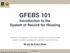 GFEBS 101. Introduction to the System of Record for Housing