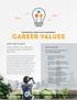 CAREER VALUES WHAT ARE VALUES? WHY VALUES? Values are beliefs held in high regard by people and apply to all aspects of a person s life.