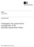 Investigation into government s management of the Business Appointment Rules