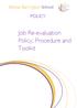 POLICY. Job Re-evaluation Policy, Procedure and Toolkit
