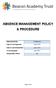 ABSENCE MANAGEMENT POLICY & PROCEDURE