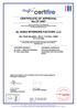 CERTIFICATE OF APPROVAL No CF 5497 AL HUDA INTERIORS FACTORY LLC