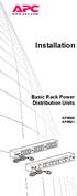 Installation. Basic Rack Power Distribution Units AP9560 AP9561