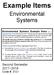 Example Items. Environmental Systems