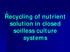 Recycling of nutrient solution in closed soilless culture systems