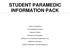 STUDENT PARAMEDIC INFORMATION PACK