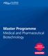 Master Programme. Medical and Pharmaceutical Biotechnology