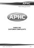 HANDLING CUSTOMER COMPLAINTS. APHC Ltd. Version 2 (September 2011) Page 1