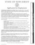 STATE OF NEW JERSEY. Application for Employment