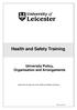 Health and Safety Training University Policy, Organisation and Arrangements