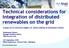 Technical considerations for integration of distributed renewables on the grid