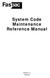 System Code Maintenance Reference Manual