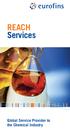 REACH Services. Global Service Provider to the Chemical Industry