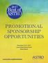 Best of ASTRO PROMOTIONAL SPONSORSHIP OPPORTUNITIES. Best of ASTRO2017 HOPE FOR TOMORROW.