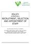 POLICY (STRATEGIC) RECRUITMENT, SELECTION AND APPOINTMENT OF STAFF