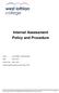 Internal Assessment Policy and Procedure