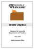 Waste Disposal. Guidance for University Departments and Functions. May Safety Services Office