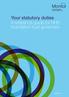 Your statutory duties A reference guide for NHS foundation trust governors