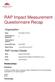 RAP Impact Measurement Questionnaire Recap