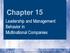Chapter. Leadership and Management Behavior in Multinational Companies