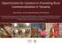 Opportunities for Livestock in Promoting Rural Commercialization in Tanzania