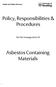 Policy, Responsibilities & Procedures