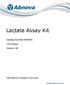 Lactate Assay Kit. Catalog Number KA assays Version: 08. Intended for research use only.