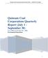 Quinsam Coal Corporations Quarterly Report (July 1 - September 30) For Effluent Permit PE: 7008 Environmental Department