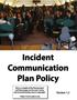 Policy Incident Communication Plan. Table of Contents