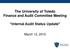 The University of Toledo Finance and Audit Committee Meeting Internal Audit Status Update