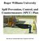 Roger Williams University. Spill Prevention, Control, and Countermeasure (SPCC) Plan