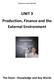 UNIT 3 Production, Finance and the External Environment