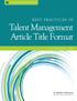 BEST PRACTICES IN Talent Management Article Title Format