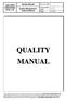 Quality Manual. Quality Management System Manual